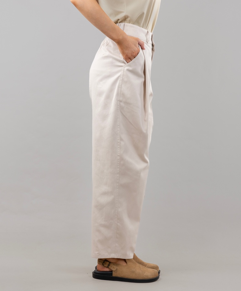 Штани зі складками з легкого котону, жіночі (сірий беж), XS