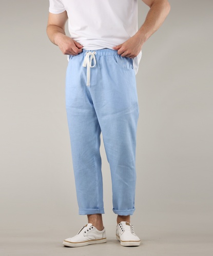 Кроп штани з льону, чоловічі (блакитний), M