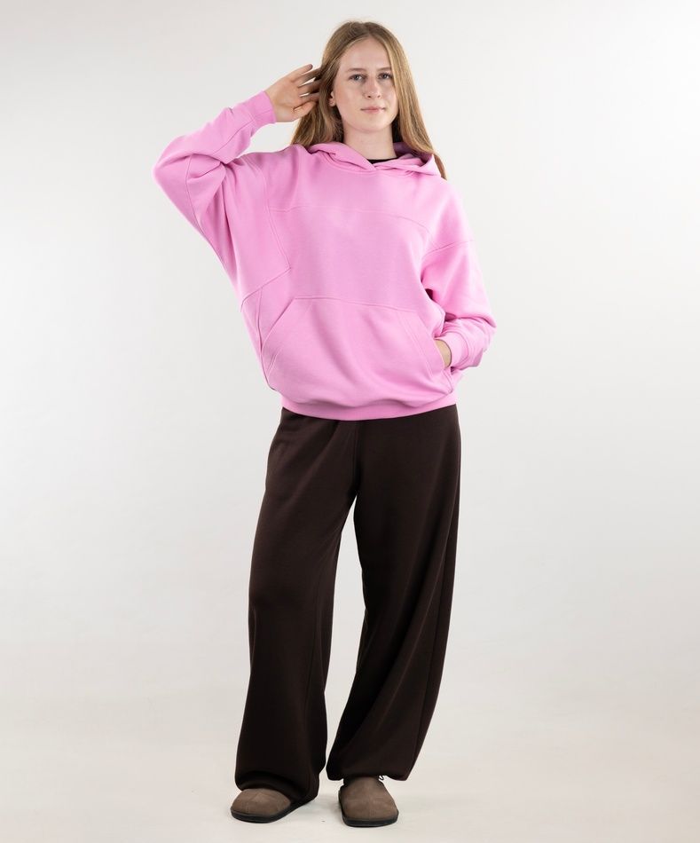 Комплект Худі "Pink", неутеплена, (рожевий), Штани "Вайб", неутеплені, жіночі, (коричневий), S