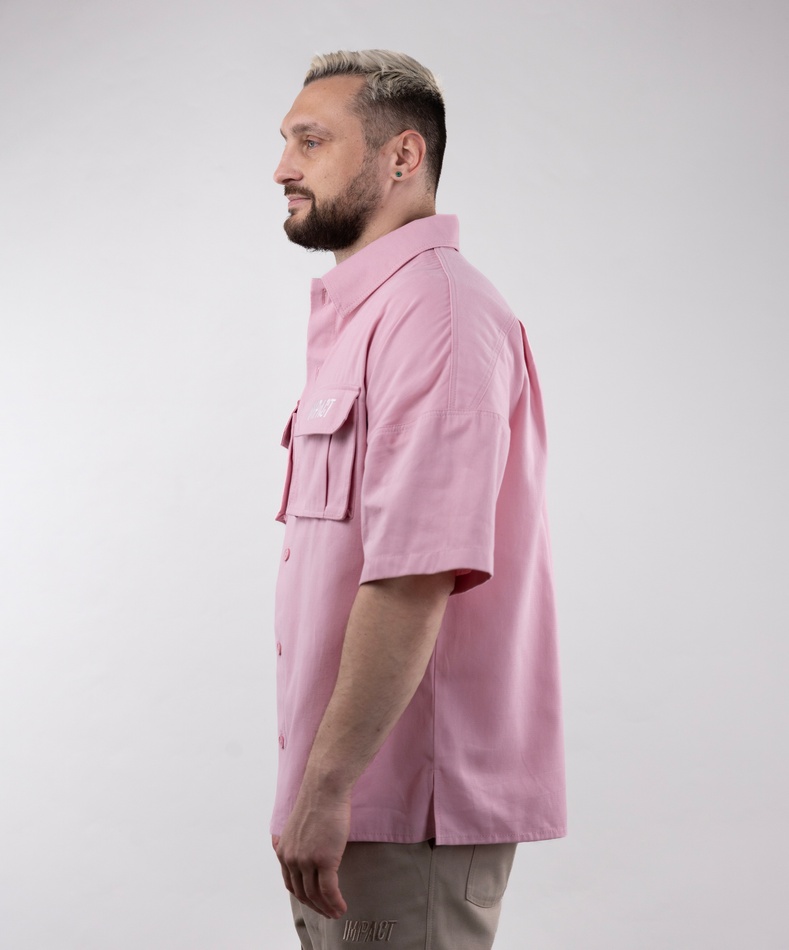 Сорочка з коротким рукавом з легкого котону, (рожевий), S