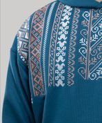 Худі "Вишиванка" з вишивкою, неутеплена, унісекс, (лазурний), S