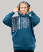 Худі "Вишиванка" з вишивкою, неутеплена, (лазурний), S
