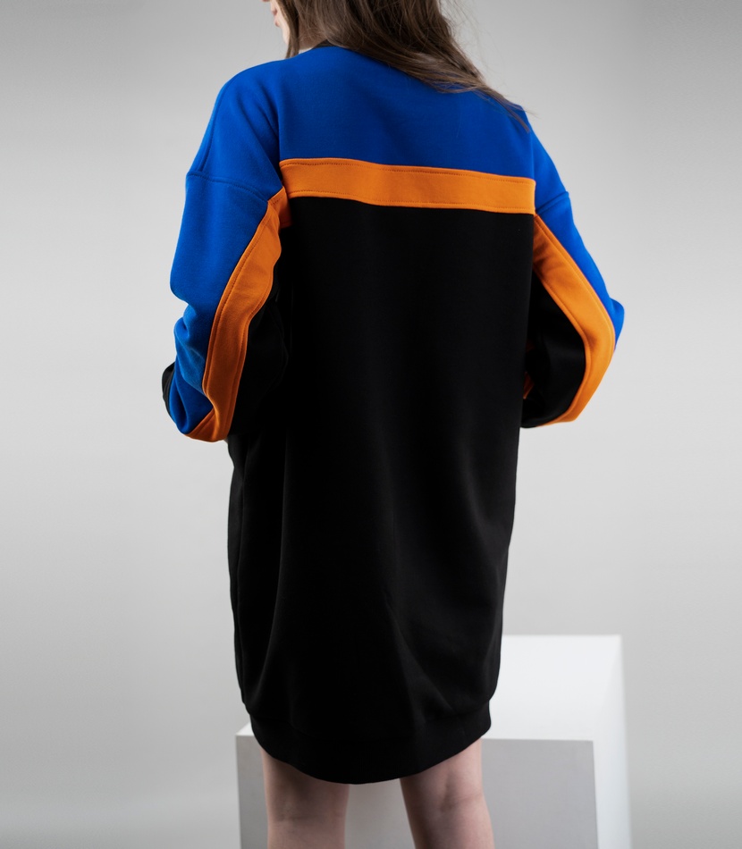 Сукня "Анорак" з вишивкою (чорний/синій/помаранчевий), S