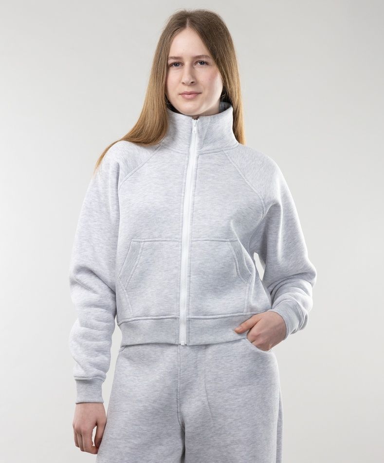 Кофта "Вайб" на блискавці, утеплена, жіноча, (сірий меланж), S