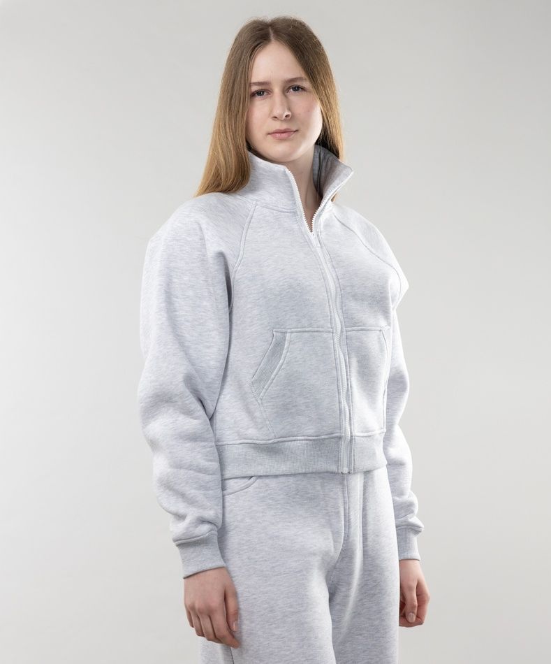 Кофта "Вайб" на блискавці, утеплена, жіноча, (сірий меланж), S