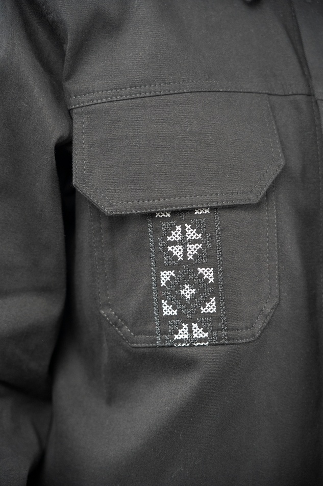 Сорочка з вишивкою, котонова (чорний), XL