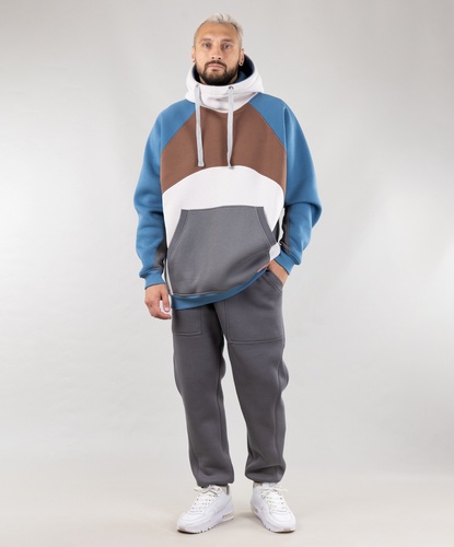 Худі "Умка" (пудровий/блакитний/коричневий/сірий) та спортивні штани утеплені (сірий), S