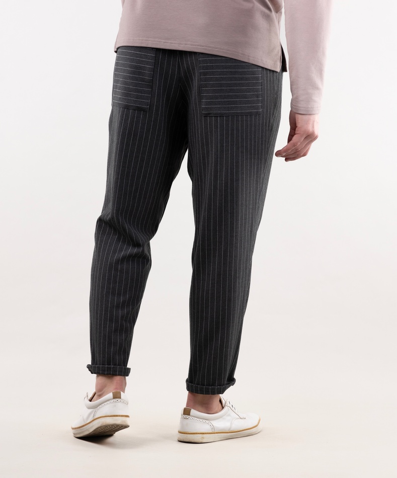 Кроп штани у смужку чоловічі (cірий/білий), S