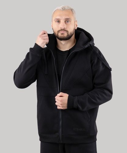 Худі "Інтроверт" на блискавці, утеплена (чорний), S