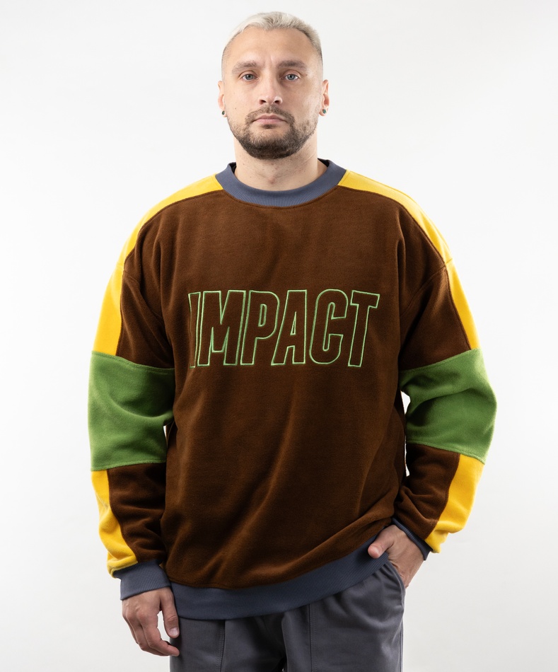 Світшот "Impact", фліс-полар, (коричневий/жовтий/салатовий), S