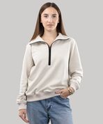 Світшот з коміром на блискавці, неутеплений, (молочний), XL