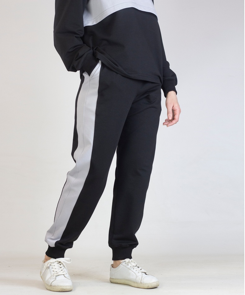 Комплект світшот-майка та штани з лампасами ( чорний/сірий), S