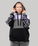 Худі "Етно" з вишивкою, утеплена, унісекс, (бузковий/сірий/чорний), S