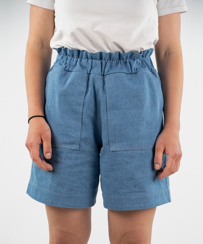Шорти з накладними кишенями, джинсові (блакитні, без стрейчу), S
