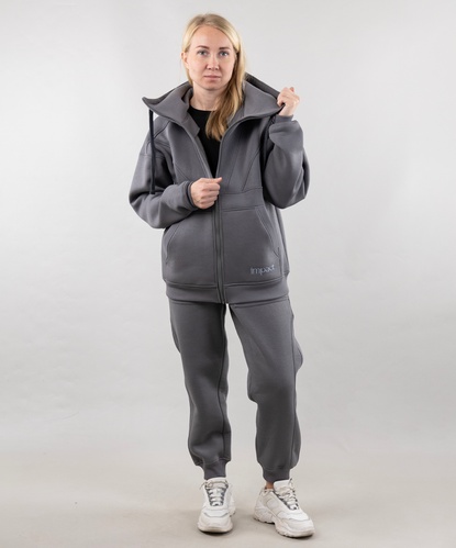 Костюм худі "Інтроверт" на блискавці (сірий) та спортивні штани (сірий), S